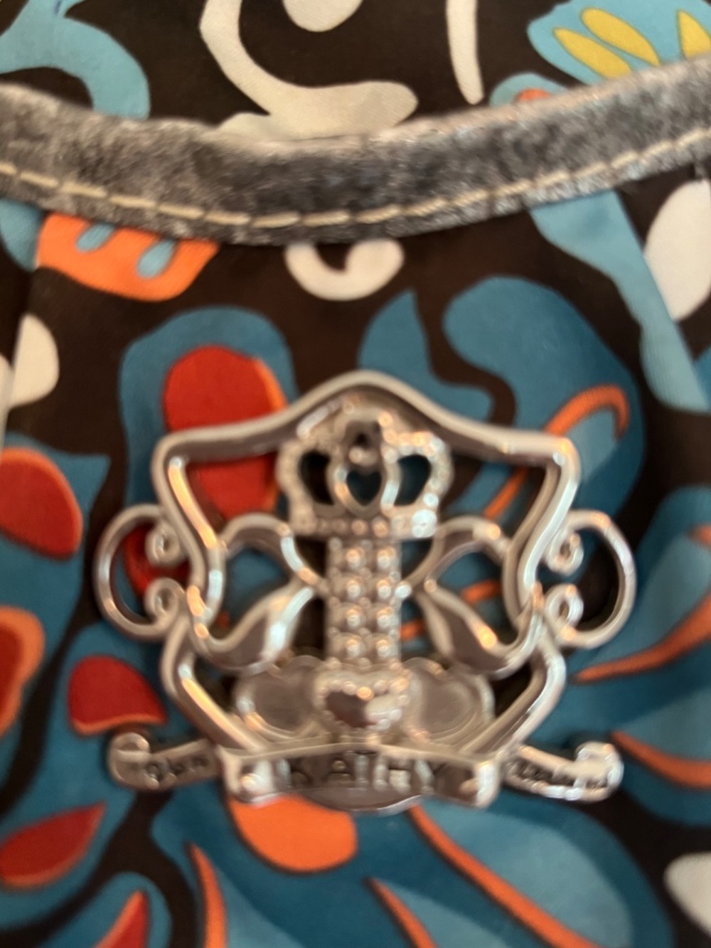 Vintage Boho Kathy Van Zeeland Floral Crown Satchel Purse Charm Bag - Picture 4 of 8